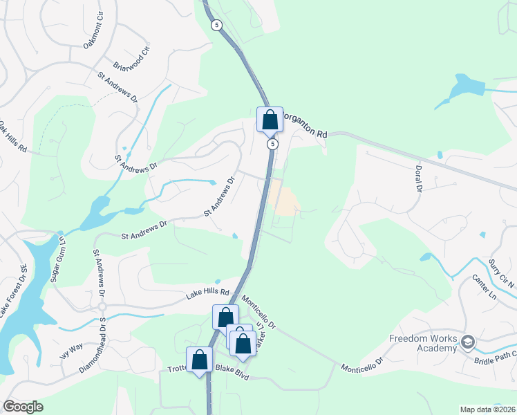map of restaurants, bars, coffee shops, grocery stores, and more near 411-505 Beulah Hill Road South in Pinehurst