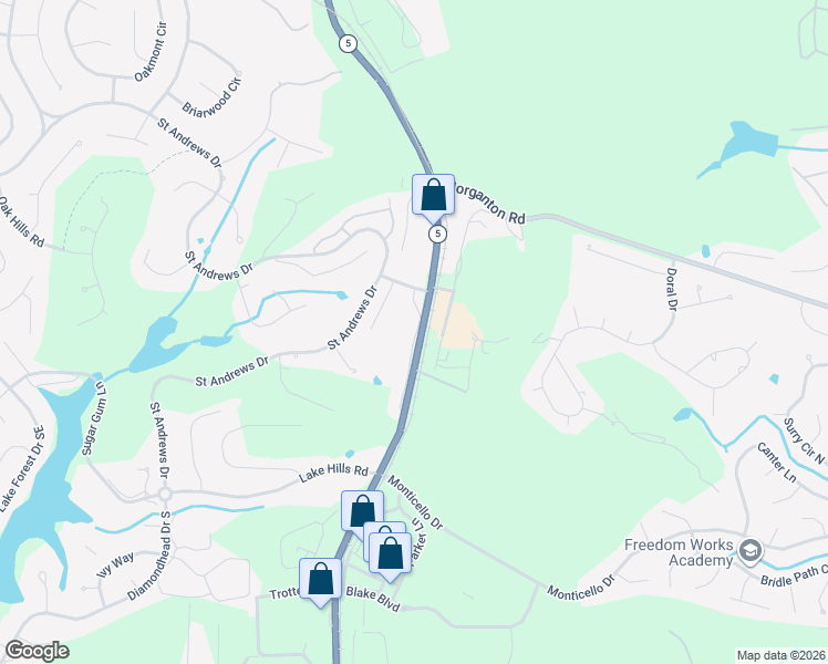 map of restaurants, bars, coffee shops, grocery stores, and more near 411-505 Beulah Hill Road South in Pinehurst