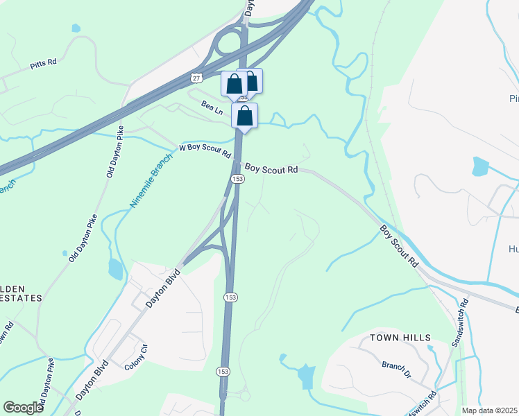 map of restaurants, bars, coffee shops, grocery stores, and more near 6912 Echo Glen Drive in Chattanooga