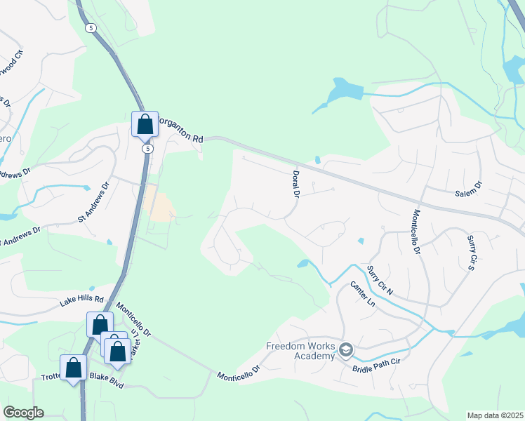 map of restaurants, bars, coffee shops, grocery stores, and more near 45 Doral Drive in Pinehurst