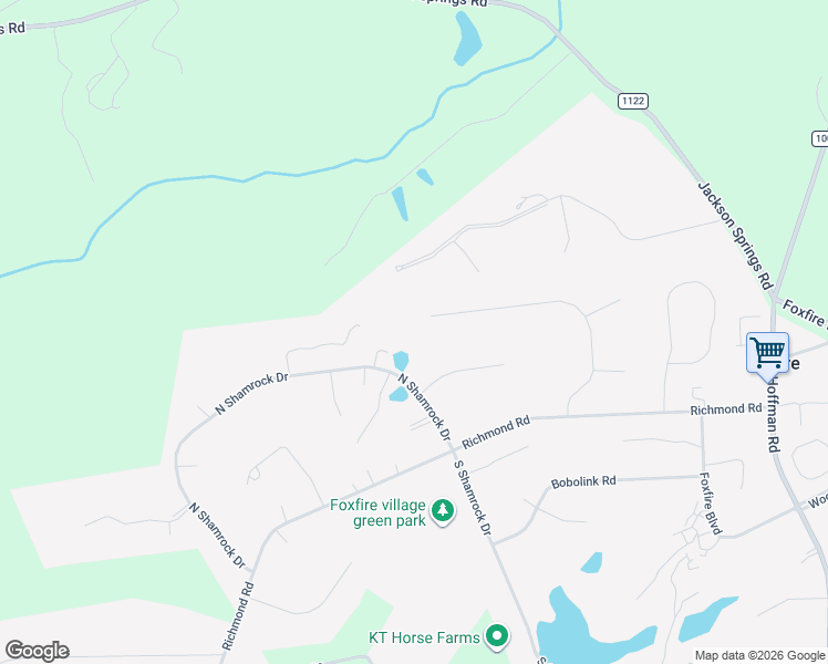 map of restaurants, bars, coffee shops, grocery stores, and more near 22 North Shamrock Drive in Jackson Springs