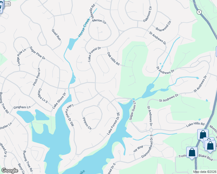 map of restaurants, bars, coffee shops, grocery stores, and more near 165 Burning Tree Road in Pinehurst