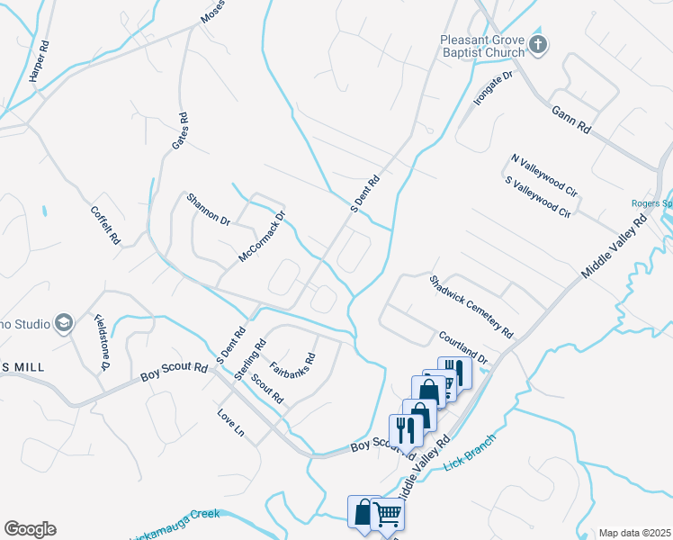 map of restaurants, bars, coffee shops, grocery stores, and more near 1319 Baldwin Field Circle in Middle Valley