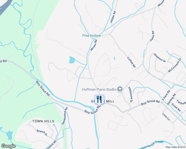 map of restaurants, bars, coffee shops, grocery stores, and more near 7109 Cane Hollow Road in Middle Valley