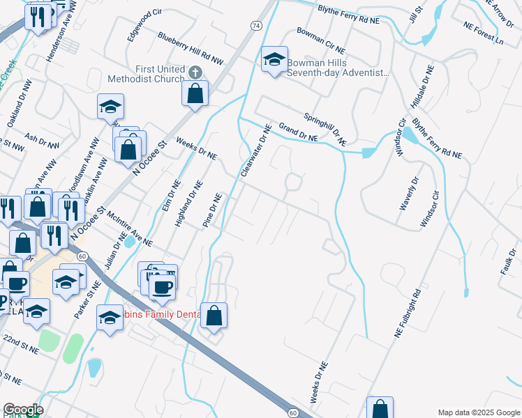 map of restaurants, bars, coffee shops, grocery stores, and more near 701 Weeks Drive Northeast in Cleveland