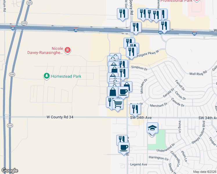 map of restaurants, bars, coffee shops, grocery stores, and more near 2800 South Soncy Road in Amarillo