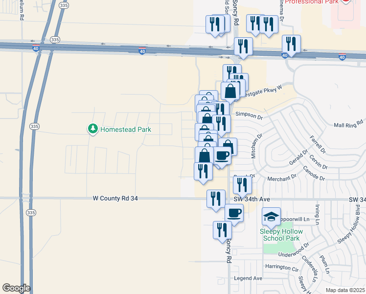 map of restaurants, bars, coffee shops, grocery stores, and more near 2800 South Soncy Road in Amarillo