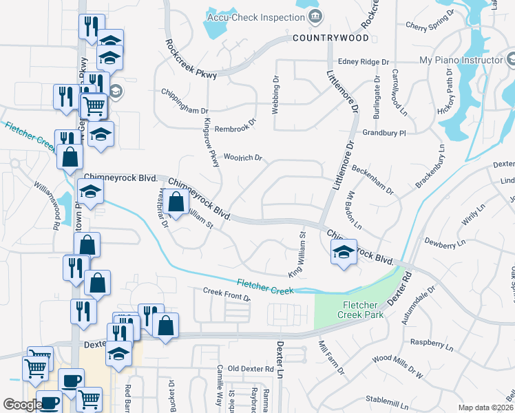 map of restaurants, bars, coffee shops, grocery stores, and more near 8477 Buckhurst Road in Memphis