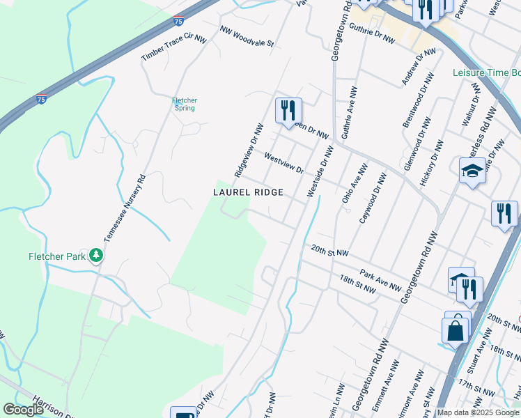 map of restaurants, bars, coffee shops, grocery stores, and more near 1855 19th Street Northwest in Cleveland
