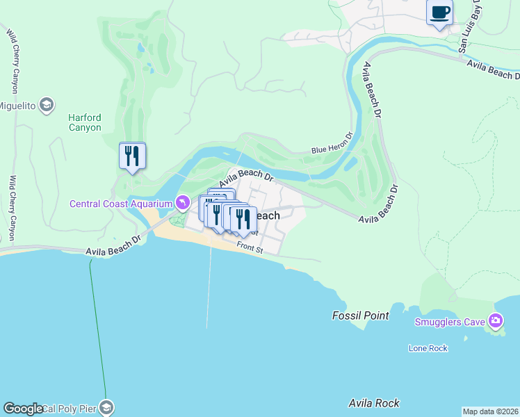 map of restaurants, bars, coffee shops, grocery stores, and more near 169 San Luis Street in San Luis Obispo