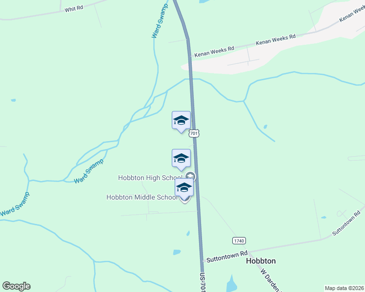 map of restaurants, bars, coffee shops, grocery stores, and more near 12361 Hobbton Highway in Newton Grove