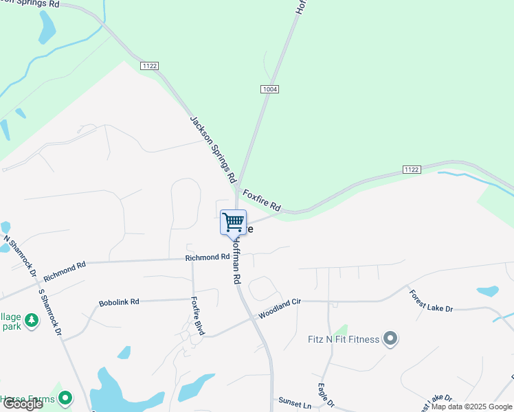 map of restaurants, bars, coffee shops, grocery stores, and more near 2200 Foxfire Road in Jackson Springs