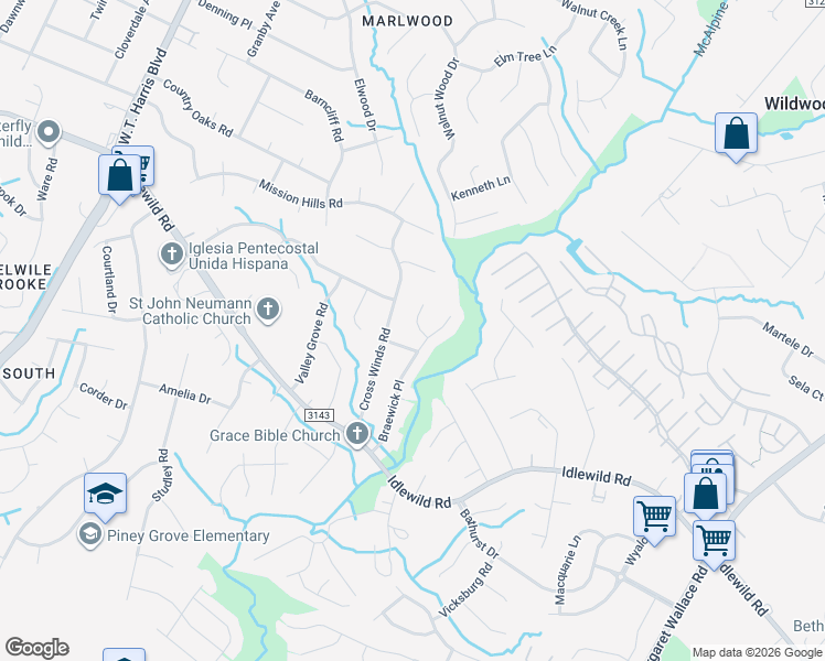 map of restaurants, bars, coffee shops, grocery stores, and more near 8830 Royal Scot Lane in Charlotte
