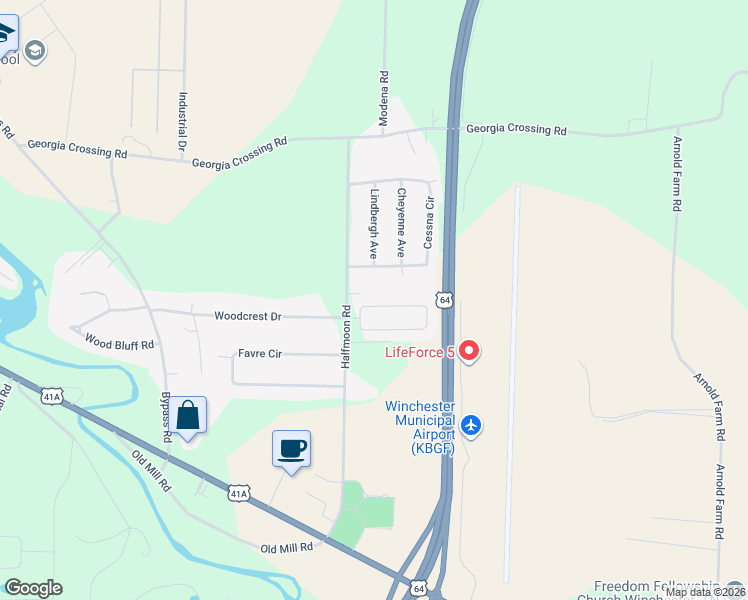 map of restaurants, bars, coffee shops, grocery stores, and more near 92 Cessna Circle in Winchester