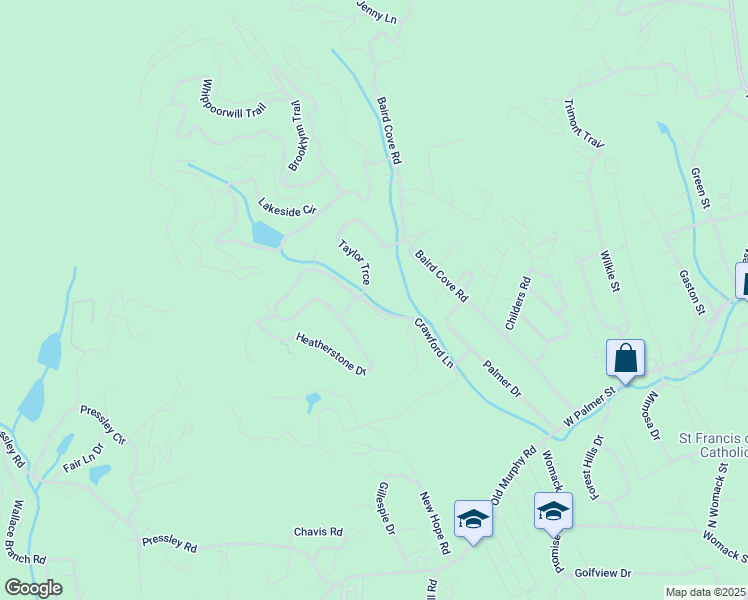 map of restaurants, bars, coffee shops, grocery stores, and more near 329 Brookwood Drive in Franklin