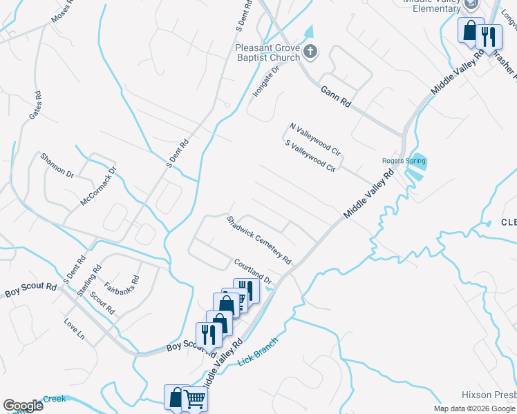 map of restaurants, bars, coffee shops, grocery stores, and more near 906 Wesley Drive in Middle Valley