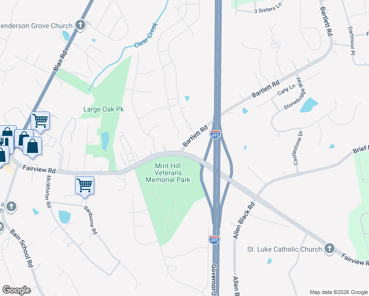 map of restaurants, bars, coffee shops, grocery stores, and more near 8925 Fairview Road in Mint Hill