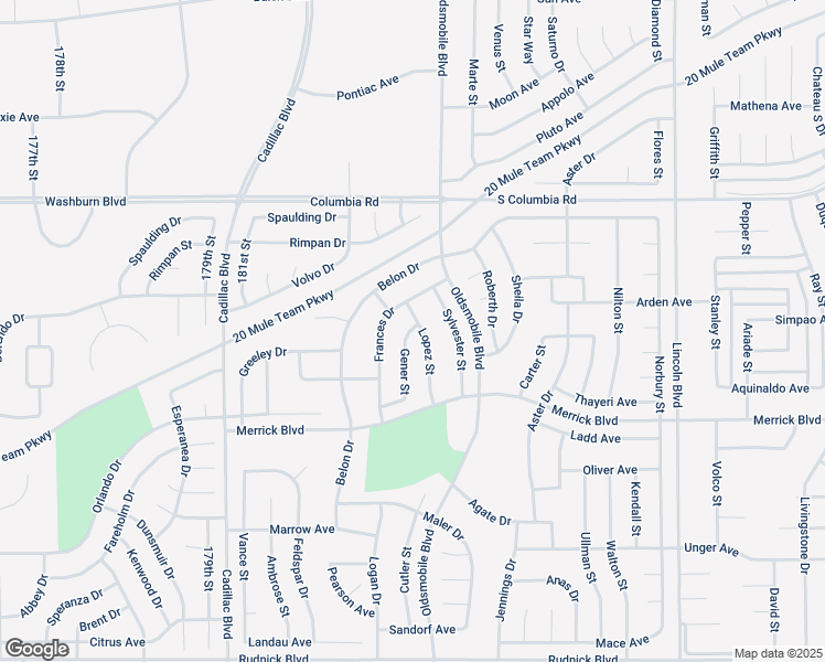 map of restaurants, bars, coffee shops, grocery stores, and more near Gener Street in California City