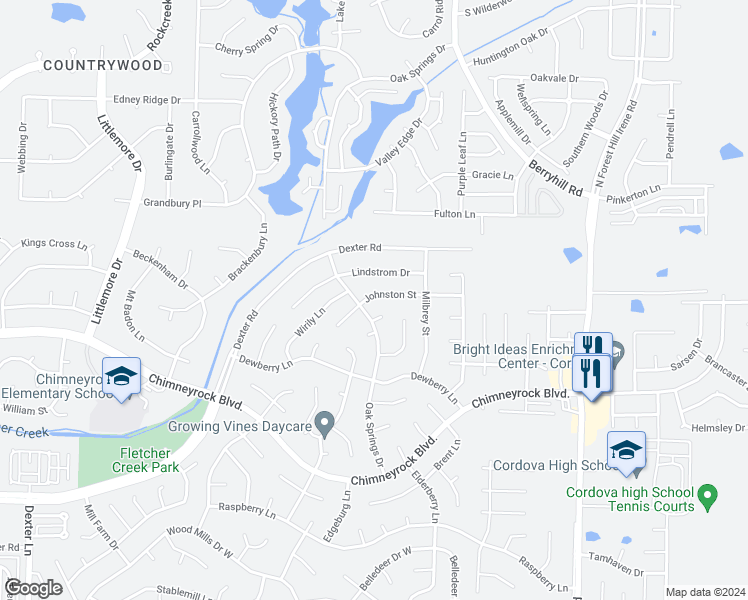 map of restaurants, bars, coffee shops, grocery stores, and more near 8915 Johnston Street in Memphis