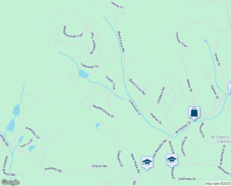map of restaurants, bars, coffee shops, grocery stores, and more near 329 Brookwood Drive in Franklin