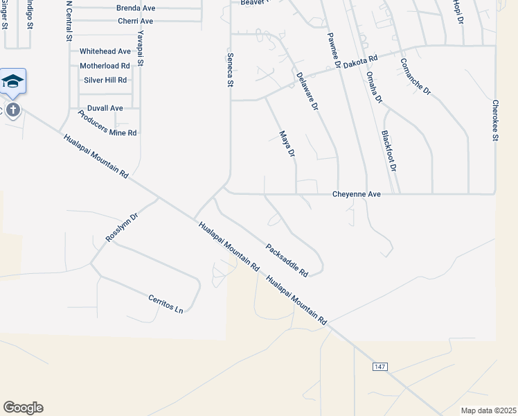 map of restaurants, bars, coffee shops, grocery stores, and more near 3834 Packsaddle Road in Kingman