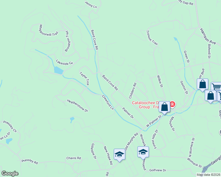 map of restaurants, bars, coffee shops, grocery stores, and more near 30 Meadow Wood Court in Franklin
