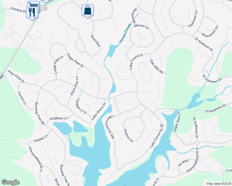 map of restaurants, bars, coffee shops, grocery stores, and more near 1 Bur Court in Pinehurst