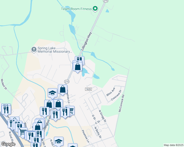 map of restaurants, bars, coffee shops, grocery stores, and more near 1000 Riverbank Drive in Spring Lake