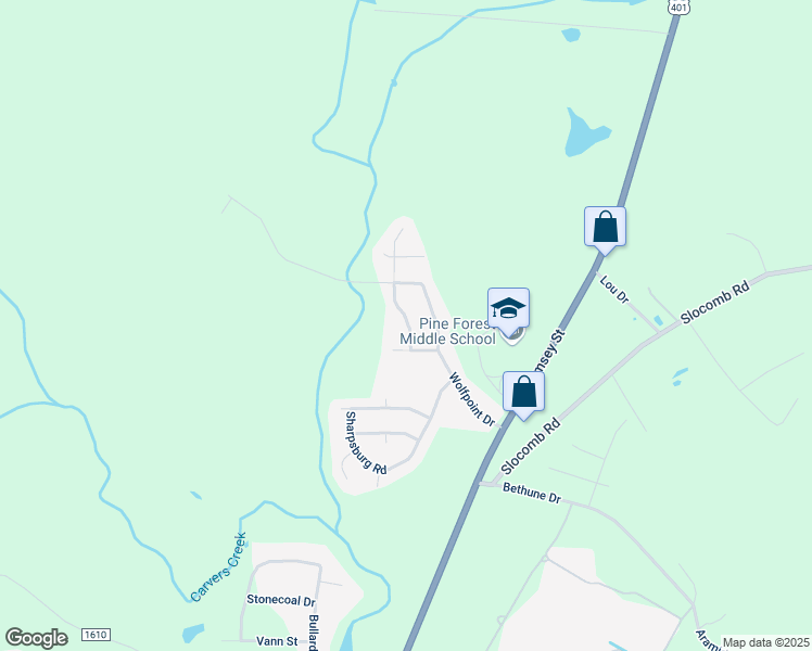 map of restaurants, bars, coffee shops, grocery stores, and more near 169 Wolfpoint Drive in Fayetteville