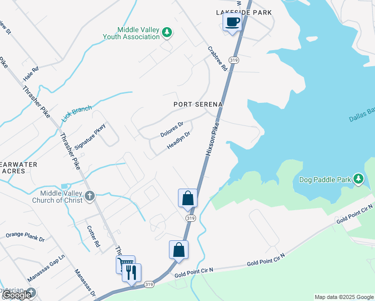 map of restaurants, bars, coffee shops, grocery stores, and more near 7807 Hixson Pike in Middle Valley