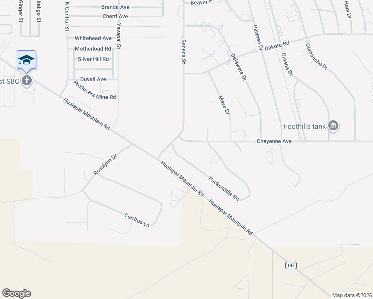 map of restaurants, bars, coffee shops, grocery stores, and more near 3502 Packsaddle Road in Kingman