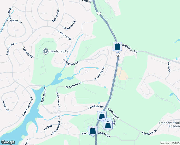 map of restaurants, bars, coffee shops, grocery stores, and more near 135 Turtle Point Road in Pinehurst