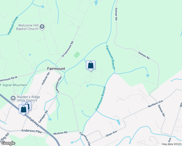 map of restaurants, bars, coffee shops, grocery stores, and more near 1100 Hubbard Road in Signal Mountain