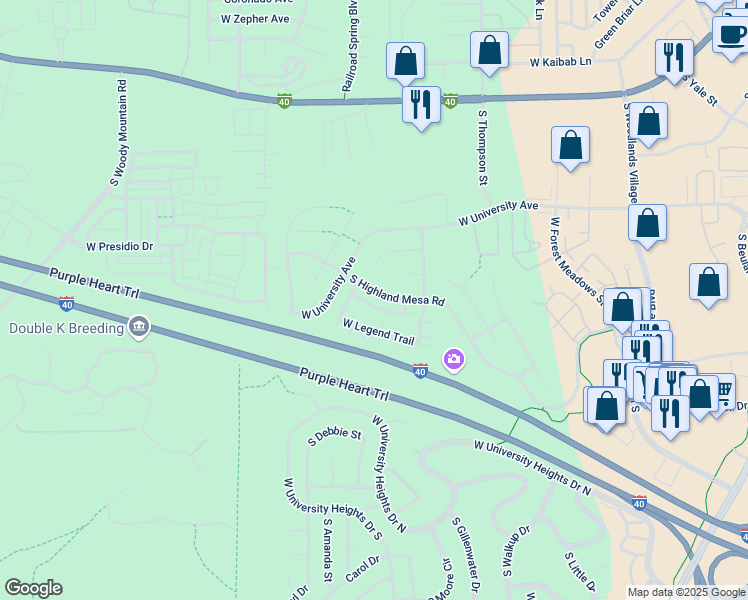 map of restaurants, bars, coffee shops, grocery stores, and more near 1900 West Camelot Drive in Flagstaff