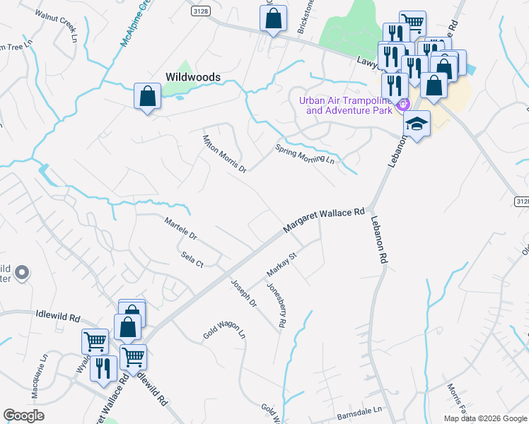 map of restaurants, bars, coffee shops, grocery stores, and more near 7101 Stillwell Rd in Matthews
