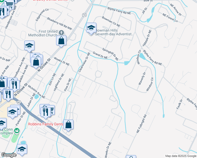 map of restaurants, bars, coffee shops, grocery stores, and more near 3306 Steeple Cir NE in Cleveland