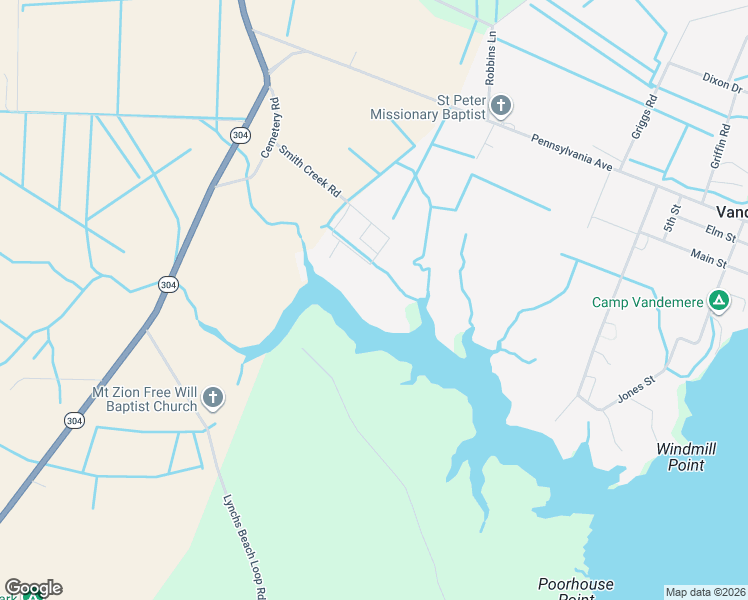 map of restaurants, bars, coffee shops, grocery stores, and more near in Vandemere