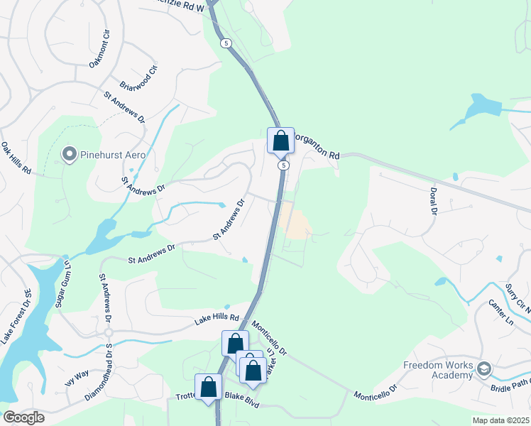 map of restaurants, bars, coffee shops, grocery stores, and more near 10 Pine Tree Road in Pinehurst