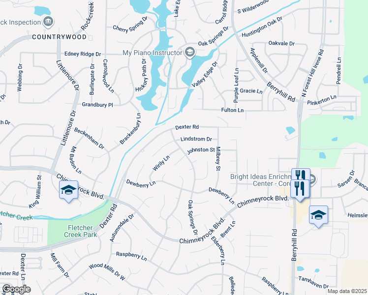 map of restaurants, bars, coffee shops, grocery stores, and more near 2034 Oak Springs Drive in Memphis