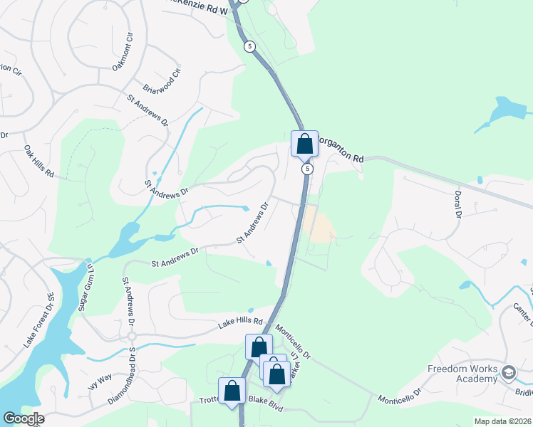 map of restaurants, bars, coffee shops, grocery stores, and more near 890 Saint Andrews Drive in Pinehurst