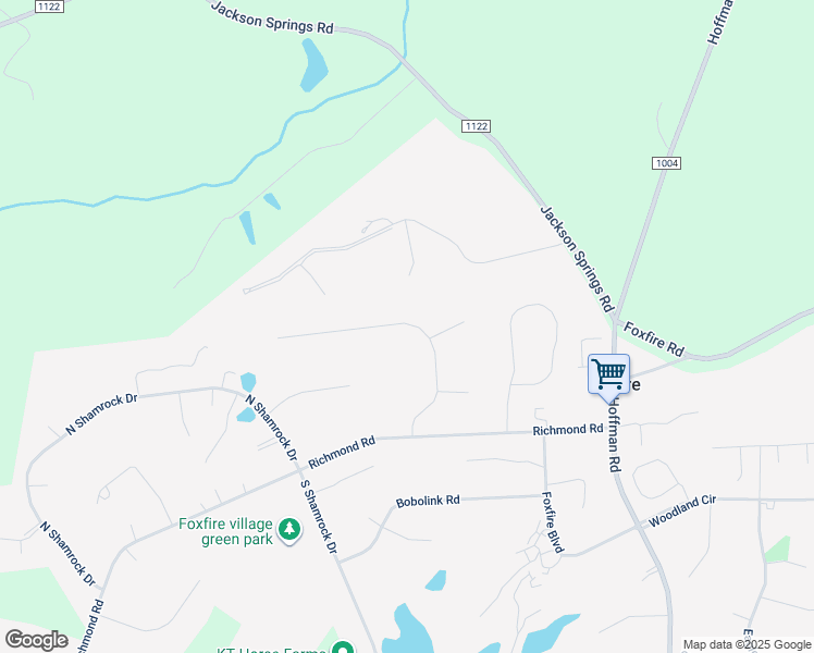map of restaurants, bars, coffee shops, grocery stores, and more near 25 Ridge Road in Jackson Springs