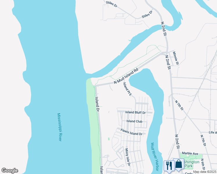 map of restaurants, bars, coffee shops, grocery stores, and more near 1445 River Estates Drive in Memphis