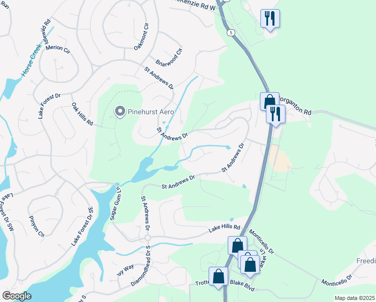 map of restaurants, bars, coffee shops, grocery stores, and more near 30 Turtle Point Road in Pinehurst