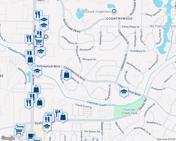 map of restaurants, bars, coffee shops, grocery stores, and more near 2004 Kings Cross Lane in Memphis