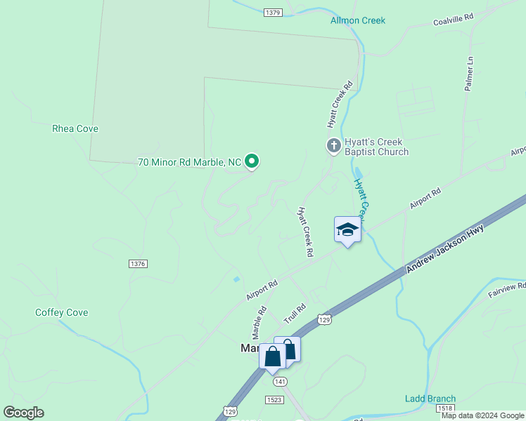 map of restaurants, bars, coffee shops, grocery stores, and more near 139 Dancing Tree Road in Marble