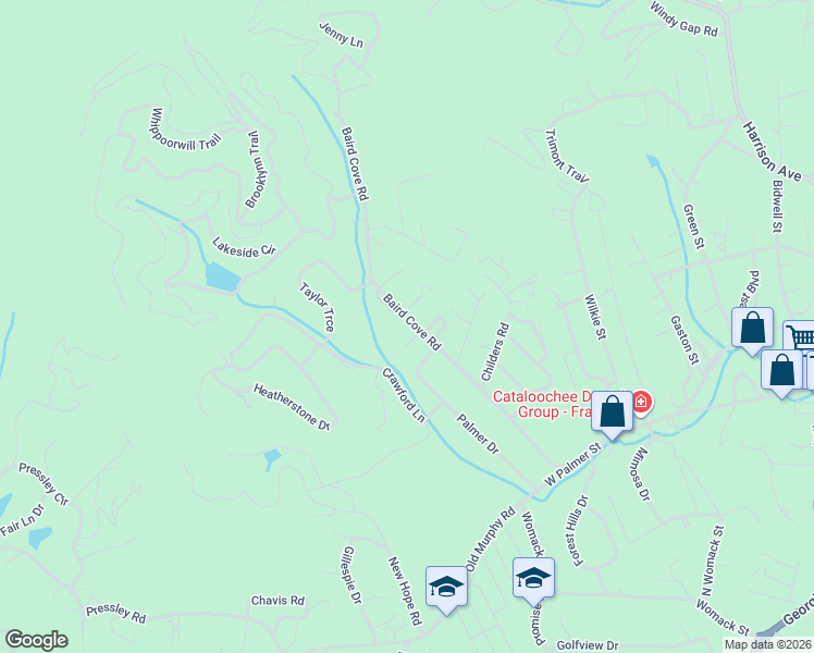 map of restaurants, bars, coffee shops, grocery stores, and more near 30 Meadow Wood Court in Franklin