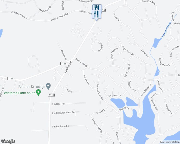 map of restaurants, bars, coffee shops, grocery stores, and more near 7 Ash Court in Pinehurst