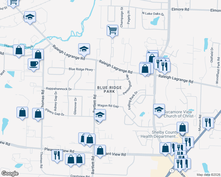 map of restaurants, bars, coffee shops, grocery stores, and more near 2040 Cranberry Drive in Memphis