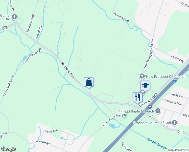 map of restaurants, bars, coffee shops, grocery stores, and more near 182 Moreland Drive in Cleveland
