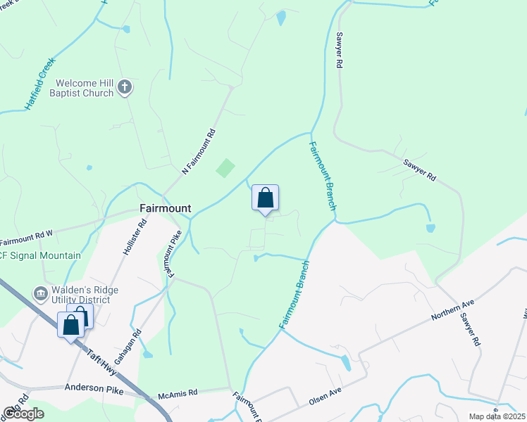 map of restaurants, bars, coffee shops, grocery stores, and more near 1100 Hubbard Road in Signal Mountain
